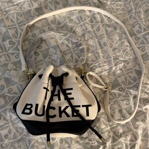 White and Black Women's Bucket Crossbody Bag